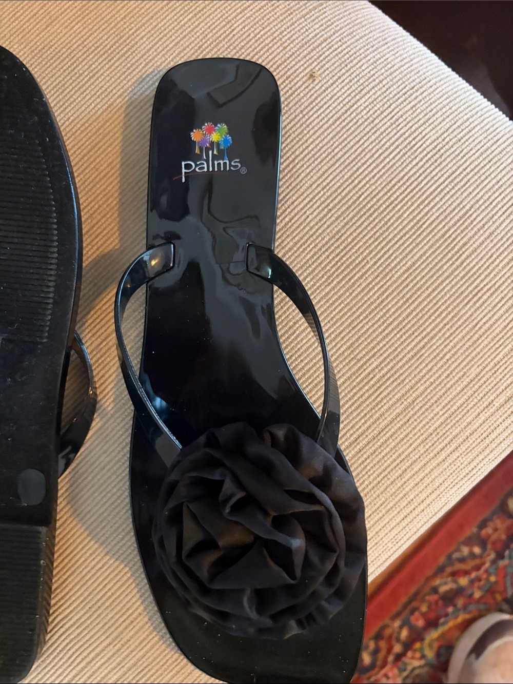 Palms Black Floral Jelly Slip-On Sandals